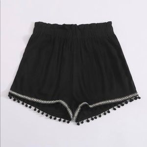 Black paperbag waist shorts